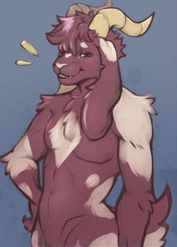 anthro horn long_ears male solo ariin bovid caprine goat mammal absurd_res hi_res painting_(artwork) portrait