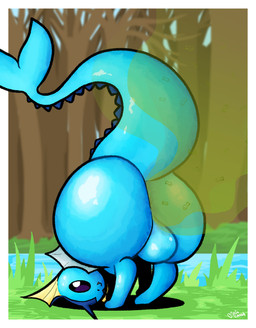 anus ass_up balls bent_over big_balls big_butt blue_body butt fart fart_cloud fart_fetish feral fin fish_tail fishy_musk forest_background genitals glistening glistening_body glistening_butt green_fart_cloud huge_butt looking_at_viewer male one_eye_closed outside presenting presenting_hindquarters quadruped raised_tail river smelly smelly_butt solo stink_fumes tail wink winking_at_viewer pincoosh nintendo pokemon eeveelution generation_1_pokemon pokemon_(species) vaporeon digital_media_(artwork) hi_res signature
