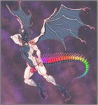 anthro ball_slip balls balls_outline barely_visible_balls barely_visible_genitalia becoming_erect blep bodily_fluids bottomwear bulge claws clothed clothing clothing_pull cloud detailed_bulge dripping fangs flying genital_fluids genital_outline genitals glowing glowing_eyes hand_behind_head horn looking_at_viewer male multicolored_body multicolored_scales multicolored_tail partially_clothed penis penis_base penis_outline penis_poking_out precum precum_drip precum_string precum_through_clothing precum_through_underwear pupils rainbow_tail raised_arm red_clothing red_underwear scales side_balls skimpy solo space spiked_tail spikes spikes_(anatomy) tail teeth thong tongue tongue_out two_tone_body underwear underwear_down underwear_pull wet wet_clothing white_body white_pupils wings yellow_eyes zero_gravity psychomittens mythology nighttide_draco alien dragon mythological_creature mythological_scalie reptile scalie hi_res