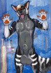 against_surface anatomically_correct anatomically_correct_genitalia animal_genitalia anthro attached_sheath balls balls_on_glass bathing behind_glass belly big_balls black_body black_fur black_nose blep blue_background blue_claws blue_eyes claws detailed_fur digitigrade eyebrows fangs foam front_view fully_sheathed fur genitals glass glass_door grey_balls grey_belly grey_body grey_fur grey_sheath hair heavy_balls huge_balls inviting licking looking_at_viewer male multicolored_body multicolored_ears multicolored_fur multicolored_hair multicolored_tail neck_tuft nude on_glass open_mouth orange_body orange_eyebrows orange_fur orange_pawpads pawpads paws penis penis_on_glass pink_tongue playful rug saggy_balls seductive shampoo shampoo_bottle sheath sheath_on_glass shower showering simple_background solo spread_legs spreading steam stripes tail tail_aside teasing teeth text tile tongue tongue_on_glass tongue_out tuft water wet wet_balls wet_body wet_fur whiskers white_body white_fur white_stripes clockhands athoswolf1337 canid canine canis mammal wolf 2021 2d_animation animated detailed digital_media_(artwork) loop motion_tweening short_playtime url