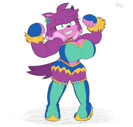 anthro big_breasts blue_clothing blue_eyes boots bottomwear breasts clothing collar ear_piercing ear_ring female fingerless_gloves flexing footwear gloves handwear huge_breasts magenta_body muscular muscular_anthro muscular_female narrowed_eyes navel piercing ring_piercing shoes shorts simple_background smile solo tail teeth thick_thighs white_background wide_hips bingbingo sega sonic_the_hedgehog_(series) fan_character eulipotyphlan hedgehog mammal werecreature wereeulipotyphlan werehog hi_res signature watermark