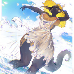 anthro big_breasts biped breasts clitoris clitoris_piercing clothed clothed_anthro clothed_female clothing detailed_background female fingers front_view genital_piercing genitals hat headgear headwear horn linked_nipples linked_piercing looking_at_viewer nipple_piercing nipples non-mammal_breasts non-mammal_nipples non-mammal_vulva outside piercing solo standing straw_hat sun_hat tail vulva momobeda meme_clothing nipple_piercing_dress klank_(spark.kobbo) kobold scalie 1:1 2026 digital_drawing_(artwork) digital_media_(artwork) meme