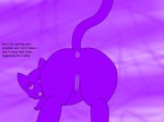 anus ass_up butt female feral fur genitals looking_back lying nude on_front paws presenting purple_and_black purple_body purple_eyes purple_tongue pussy raised_tail simple_background solo tail text tongue tongue_out laser_wolf domestic_cat felid feline felis mammal absurd_res digital_media_(artwork) english_text hi_res monochrome