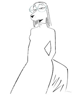 anthro bob_cut breasts clothed clothed_anthro clothed_female clothing dress eyewear female female_anthro fully_clothed glasses hair half-closed_eyes narrowed_eyes outline pose round_glasses short_hair shoulder_length_hair simple_background small_breasts solo standing sweater tail text topwear turtleneck white_background niedopalek illumination_entertainment sing_(movie) suki_lane canid canine canis domestic_dog hunting_dog mammal saluki sighthound 2025 artist_name black_and_white dated digital_drawing_(artwork) digital_media_(artwork) english_text hi_res line_art monochrome portrait three-quarter_portrait
