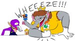 anthro clothed clothing crown doll female gloves group handwear headgear humor laugh male proboscis_(anatomy) trunk_(anatomy) wheeze neogandw mario_bros nintendo super_mario_bros_wonder super_mario_rpg_legend_of_the_seven_stars wheeze_comic elephant_daisy geno_(mario) princess_daisy princess_peach waluigi elephant elephantid human mammal proboscidean 2023 hi_res meme