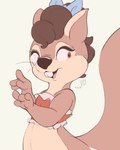 anthro buckteeth clothed clothing female fur midriff open_mouth open_smile smile solo teeth whiskers conditional_dnp tohupo surisu_(tohupo) mammal rodent sciurid tree_squirrel 2022 artist_name dated digital_media_(artwork) hi_res