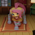 clothing female feral footwear legwear socks solo thigh_highs tongue tongue_out smonke3d friendship_is_magic hasbro my_little_pony fluttershy_(mlp) equid equine horse mammal pony 3d_(artwork) digital_media_(artwork)