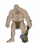 arm_hair belly_hair body_hair chest_hair leg_hair male muscular navel nipples pecs solo text tusks weapon furryrevolution humanoid orc absurd_res english_text hi_res