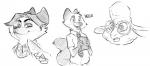 anthro female fur male chumpy disney zootopia dawn_bellwether gideon_grey nick_wilde bovid canid canine caprine domestic_sheep fox mammal red_fox sheep true_fox 2016 monochrome source_request