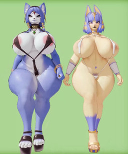4_fingers 4_toes 5_fingers 5_toes anthro areola areola_slip big_breasts bikini black_lips blonde_hair blue_body blue_fur blue_hair blue_lips boots breasts choker clothed clothed_anthro clothed_female clothing curvy_figure duo ear_piercing ear_ring egyptian egyptian_clothing egyptian_headdress feet female female_anthro fingers footwear fur gold_(metal) gold_jewelry hair high_heeled_boots high_heels huge_breasts huge_thighs jewelry legwear lips mature_anthro mature_female multicolored_body multicolored_fur multicolored_hair navel navel_tattoo necklace one-piece_swimsuit piercing pubes ring_piercing shoes simple_background sling_bikini smile swimwear thick_thighs thigh_highs toes two-piece_swimsuit two_tone_body two_tone_fur two_tone_hair voluptuous voluptuous_female walking white_body white_fur wide_hips womb_tattoo yellow_body yellow_fur ghostoast dogzeela_(modeler) animal_crossing nintendo star_fox ankha_(animal_crossing) krystal_(star_fox) canid canine canis domestic_cat felid feline felis fox mammal 2025 3d_(artwork) 3d_animation animated blender_(artwork) detailed digital_media_(artwork) hi_res no_sound short_playtime webm