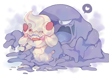 ambiguous_gender corruption duo female food food_hair goo-connected_lips heart_symbol hypnosis mind_control not_furry pseudo_hair purple_body slime winte nintendo pokemon alcremie food_creature generation_1_pokemon generation_8_pokemon goo_creature muk pokemon_(species) strawberry_sweet_alcremie vanilla_cream_alcremie 2020 hi_res