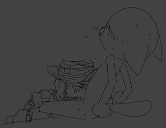 anthro clothed clothed_human clothed_male clothing crossover_ship duo fellatio grey_background hat headgear headwear human_on_anthro interspecies male male/male nude_anthro nude_male oral penile sex simple_background bravobunny activision call_of_duty cartoon_network the_amazing_world_of_gumball captain_price gumball_watterson domestic_cat felid feline felis human mammal 2021 crossover greyscale monochrome