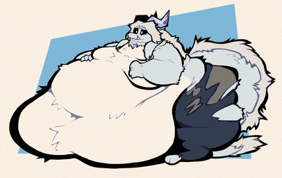 anthro beard belly belly_folds belly_on_ground big_belly big_butt black_sclera blue_body blue_fur butt clothing crystal ear_piercing ear_ring facial_hair folds fur grey_hair hair hand_on_belly huge_belly hyper hyper_belly ice long_hair looking_forward male moobs morbidly_obese obese overweight paws piercing ring_piercing simple_background solo tail_fluff torn_clothing wardrobe_malfunction white_body white_fur oshyfriend mythology ace_(kamex) iceolation_ace_(kamex) bovid caprine dragon goat hybrid mammal mythological_creature mythological_scalie scalie yeti 2024 hi_res