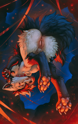4_fingers 4_toes anthro anthrofied anus areola big_breasts breasts butt claws collar collar_only countershade_torso countershading digitigrade feet female female_anthro fingers fluffy_paws fur genitals grey_body grey_fur grey_tail handpaw inner_ear_fluff looking_at_viewer nipples nude nude_anthro nude_female open_mouth open_smile pawpads paws pokemorph red_eyes smile solo tail teeth thick_thighs toe_claws toes tongue tuft vulva wide_hips hioshiru nintendo pokemon generation_3_pokemon mightyena pokemon_(species) 2025 digital_drawing_(artwork) digital_media_(artwork) hi_res