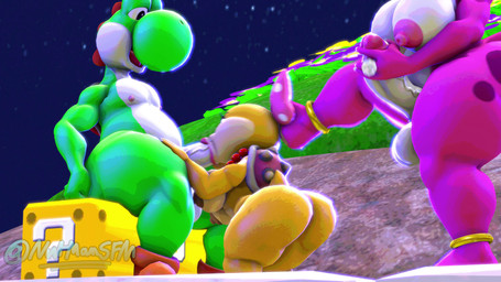 anthro feet fellatio female foot_on_head forced forced_oral green_body group intersex intersex/female intersex/male male male/female masturbation oral penile pink_body sex trio yellow_body nutmansfm mario_bros nintendo birdo_(character) koopaling wendy_o._koopa yoshi_(character) 16:9 4k absurd_res animated hi_res high_framerate huge_filesize no_sound short_playtime video widescreen