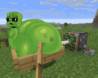 areola big_butt black_sclera bodily_fluids breasts butt female green_areola green_body green_nipples half-closed_eyes huge_butt huge_hips huge_thighs hyper hyper_butt looking_at_viewer narrowed_eyes nipples open_mouth solo sweat sweaty_butt thick_thighs white_eyes wide_hips kopokofiart microsoft minecraft minecraft_sheep_fucker mojang xbox_game_studios creeper_(minecraft) taur absurd_res hi_res