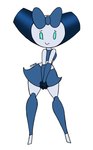 accessory blue_body blue_eyes bottomwear bow_(feature) bow_accessory bow_ribbon centered_hair_bow clothed clothing crossdressing femboy hair_accessory hair_bow hair_ribbon looking_at_viewer machine male ribbons simple_background skirt solo standing white_background rexon02 robotboy robotboy_(character) humanoid robot robot_humanoid absurd_res hi_res