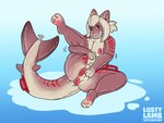 air_valve anthro anthro_pooltoy breasts female handles_on_hips inflatable nipples painted_on_smile pawpads permagrin pool_toy solo toyholes conditional_dnp lustylamb animate_inanimate fish living_inflatable living_pool_toy marine shark absurd_res hi_res