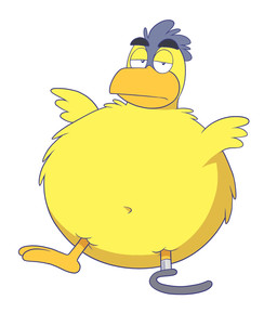 anthro beak eyebrows half-closed_eyes head_tuft looking_at_viewer male narrowed_eyes navel orange_beak prosthetic prosthetic_leg prosthetic_limb round_body simple_background solo thick_eyebrows tuft white_background yellow_body anti_dev the_secret_lives_of_flowers brooks_(anti_dev) avian bird finch oscine passerine 2020 digital_drawing_(artwork) digital_media_(artwork) hi_res