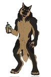 4_toes 5_fingers alcohol alcohol_bottle animal_genitalia anthro arm_tuft balls beverage black_body black_fur black_lips black_nose black_pawpads black_sclera bottle brown_body brown_fur canine_sheath cheek_tuft chest_tuft claws container crotch_tuft digitigrade dipstick_tail ear_piercing ear_ring earrings_only elbow_tuft eye_scar facial_scar facial_tuft fangs feet finger_claws fingers fluffy fluffy_fur fluffy_tail fur genitals grey_claws happy holding_bottle holding_container holding_object inner_ear_fluff leg_scar lips looking_at_viewer male mane markings metal_fangs metallic_claws multicolored_body multicolored_fur multiple_ear_ring muscular muscular_anthro muscular_male neck_tuft nude open_mouth pawpads paws pecs piercing ring_piercing scar sheath simple_background smile soda solo standing tail tail_markings teeth thigh_scar toe_claws toes tongue tuft white_background yellow_eyes skullsbesan jägermeister beau_(williamca) canid canine canis domestic_dog german_shepherd herding_dog mammal pastoral_dog flat_colors hi_res smaller_version_at_source