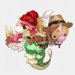 ambiguous_gender clothing countershading feral group hat headgear headwear horn multi_leg multi_limb simple_background tan_body tan_countershading esasi8794 nintendo pokemon arthropod caterpie generation_1_pokemon generation_3_pokemon insect pokemon_(species) weedle wurmple 1:1