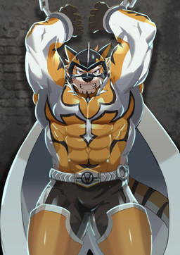 anthro bdsm bodysuit bondage bound captured chain clothing male mask muscular muscular_anthro muscular_male pecs skinsuit solo spandex superhero tight_clothing neumokun stakeho_lder lifewonders live_a_hero ryekie_(live_a_hero) felid mammal pantherine tiger 2020 absurd_res hi_res