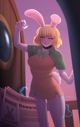5_fingers anthro backlighting bangs bedroom_eyes biped black_choker black_jewelry black_necklace blonde_eyebrows blonde_hair blush blushing_at_viewer breasts capelet choker claws clothed clothed_anthro clothed_female clothing cotton_tail dress electricity electrogenesis eyebrows eyelashes female female_anthro finger_claws fingers front_view fully_clothed fully_clothed_anthro fully_clothed_female fur glistening glistening_eyes green_capelet green_clothing grin grinning_at_viewer hair humanoid_hands iris jewelry light looking_at_viewer medium_breasts minidress monotone_body monotone_capelet monotone_choker monotone_clothing monotone_dress monotone_fur monotone_hair narrowed_eyes necklace nipple_outline orange_clothing orange_dress pink_blush pink_inner_ear pink_nose pose pupils red_eyes red_pupils seductive short_hair short_tail slim slim_anthro slim_female smile smiling_at_viewer smirk smirking_at_viewer solo standing tail text thick_thighs wanted_poster white_body white_ears white_fur white_sclera white_tail mycrys one_piece carrot_(one_piece) lagomorph leporid mammal minkmen_(one_piece) rabbit absurd_res digital_media_(artwork) english_description english_text hi_res lighting pinup portrait shaded three-quarter_portrait