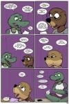 2018 2:3 adolescent alligator alligatorid angie_(study_partners) anthro base_three_layout beaver breasts clothed clothing comic crocodilian dialogue english_text eyewear fangs female glasses green_eyes grid_layout hi_res lisa_(study_partners) mammal mustelid open_mouth otter regular_grid_layout reptile rodent sarah_(study_partners) scalie six_frame_grid six_frame_image speech_bubble study_partners teeth text thought_bubble three_row_layout thunderouserections tongue young