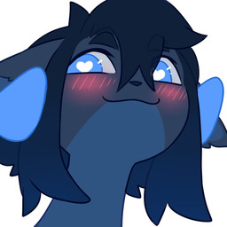 anthro black_hair blue_eyes blue_horn blush closed_smile female front_view fur glistening glistening_eyes grey_body grey_fur hair heart_pupils horn looking_at_viewer mouth_closed pupils simple_background smile solo unsigned white_background white_pupils corzh77 corzh_(corzh77) 1:1 absurd_res headshot_portrait hi_res icon portrait reaction_image