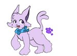 female feral fur kerchief looking_back neckerchief neckwear paws simple_background smile solo tail walking vaporeon1770 nintendo pokemon avery_(vaporeon1770) fan_character domestic_cat eeveelution espeon felid feline felis generation_2_pokemon mammal pokemon_(species) digital_drawing_(artwork) digital_media_(artwork) full-length_portrait portrait