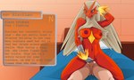 2023 anthro anthro_focus anthro_penetrated areola balls bed blaziken blue_eyes breasts butt duo english_text female female_focus female_on_human female_penetrated furniture generation_3_pokemon genitals hi_res human human_on_anthro human_penetrating human_penetrating_anthro human_penetrating_female interspecies looking_pleasured lying male male/female male_penetrating male_penetrating_anthro male_penetrating_female mammal medium_breasts multicolored_body navel nearphotison nintendo nipples nude on_back on_bed penetration penile penile_penetration penis penis_in_pussy pokedex_entry pokedex_number pokemon pokemon_(species) pokephilia red_areola red_body red_nipples sex solo_focus tan_body text vaginal vaginal_penetration yellow_body yellow_sclera