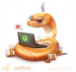 2017 ambiguous_gender annoyed beverage brown_eyes coffee coffee_cup computer container cup digital_media_(artwork) digital_painting_(artwork) electronics english_text eyewear feral glasses half-closed_eyes humor laptop narrowed_eyes ouroboros pictographics piper_thibodeau pun python reptile scales scalie simple_background smoke snake solo speech_bubble tan_body tan_scales text url visual_pun white_background yellow_body yellow_scales