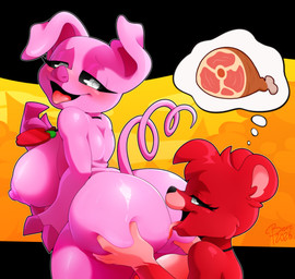 anal anthro big_breasts big_butt black_eyes blush breasts butt butt_lick duo female female/female fur gesture licking nude oral pigtails pink_body red_body red_fur rimming sex suggestive suggestive_gesture tongue bere_dolly_art bere_nsfw mob_entertainment poppy_playtime smiling_critters bobby_bearhug pickypiggy bear domestic_pig mammal suid suine sus_(pig) absurd_res hi_res