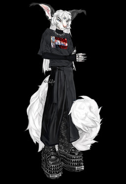 3_eyes ambiguous_anthro ambiguous_gender anthro black_background blue_eyes boots bottomwear clothing ear_piercing ear_ring facial_piercing fluffy fluffy_tail footwear fur hair hands_together long_hair multi_eye nose_piercing nose_ring pants piercing platform_boots platform_footwear ring_piercing shirt shoes simple_background solo standing straight_hair sweater tail topwear turtleneck white_body white_fur white_hair suulfur domestic_cat felid feline felis mammal oriental_shorthair hi_res