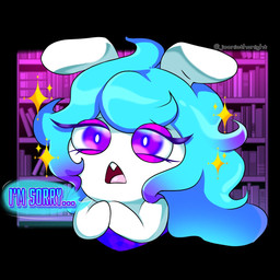 anthro apology arms_bent blue_hair book bookshelf clothing dialogue eyelashes fangs featureless_arms female female_anthro frown fur furniture hair inside light long_ears multicolored_hair narrowed_eyes noseless open_frown open_mouth pink_tongue pupils purple_clothing purple_eyelashes purple_eyelids purple_eyes purple_hair purple_shirt purple_topwear shirt solo sparkles speech_bubble squint teeth text tongue topwear two_tone_hair wavy_hair white_body white_fur white_pupils jooniethenight mario_bros mario_plus_rabbids_sparks_of_hope nintendo raving_rabbids rayman_(series) ubisoft midnite_(mario_plus_rabbids) ghost hybrid lagomorph mammal rabbid spirit 1:1 2023 artist_name colored crossover digital_drawing_(artwork) digital_media_(artwork) english_description english_text half-length_portrait hi_res lighting portrait shaded