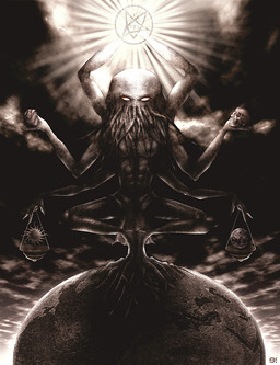 6_arms abs anthro bone crouching earth face_tentacles globe inverted_pentacle male moon multi_arm multi_limb occult_symbol pentacle pentagram planet skull solo sun symbol tentacles the_elder_sign_(h.p._lovecraft) white_eyes enoxis cthulhu_mythos h._p._lovecraft lovecraftian_(genre) cthulhu aquatic cephalopod deity great_old_one_(h.p._lovecraft) mollusk monster digital_media_(artwork) greyscale monochrome