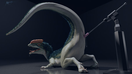 animal_genitalia arched_back bodily_fluids claws cloaca cloaca_juice cloacal cloacal_penetration curling_toes dark_room dildo dildo_insertion dripping drooling feathers feet female feral from_behind_position fucking_machine furgonomics genital_fluids genitals happy head_crest lidded_eyes long_neck long_tail looking_pleasured lying machine masturbation multiple_piercings on_front open_mouth penetration piercing pink_dildo raised_tail saliva saliva_drip saliva_string scales sex sex_toy sex_toy_insertion sharp_teeth solo spotlight tail tailbutt teeth thick_tail mercymej blender_cycles polly_(mercymej) dilophosaurid dilophosaurus dinosaur feathered_dinosaur feathered_scalie prehistoric_species reptile saurischian scalie theropod 16:9 3d_(artwork) 4k absurd_res blender_(artwork) digital_media_(artwork) hi_res signature widescreen