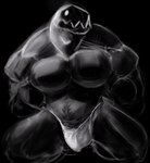 big_pecs body_hair bulge clothed clothing detailed_bulge male muscular muscular_male pecs sitting_on_knees underwear underwear_only drakei geometry_dash monster monster_(geometry_dash) hi_res monochrome