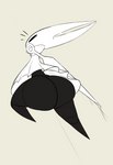 anthro big_butt bottomless butt cloak clothed clothing female huge_butt solo thick_thighs kingofacesx hollow_knight team_cherry hornet_(hollow_knight) arthropod insect monochrome