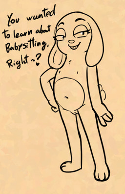 3_toes 4_fingers adolescent anthro belly biped black_and_tan black_text braces buckteeth cotton_tail dialogue eyebrows eyelashes feet female female_anthro fingers flat_chested floppy_ears fur genitals half-closed_eyes hand_on_hip hand_on_own_hip heart_symbol humanoid_genitalia humanoid_vulva lop_ears narrowed_eyes navel nipples nude nude_anthro nude_female smile smirk solo standing talking_to_another teeth text toes vulva young young_anthro young_female soulcentinel disney kiff_(series) terri_buns lagomorph leporid mammal rabbit 2026 english_text handwritten_text monochrome sketch