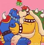 anthro big_penis duo eyes_closed frottage genitals hand_on_butt hand_on_partner's_butt kiss_on_lips kissing male male/male mistletoe moob_grab moobs nude overweight overweight_anthro overweight_male penile penis plant sex tail charmcharmcharm mario_bros nintendo the_legend_of_zelda bowser ganon domestic_pig koopa mammal scalie suid suine sus_(pig) hi_res