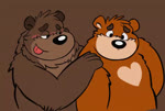 animated_heart anthro black_nose blush brown_body chest_markings duo exclamation_point eyes_closed heart_(marking) heart_on_body heart_reaction heart_symbol heart_triplet hug male male/male markings multi_heart_reaction overweight overweight_male tongue tongue_out jakegr bear mammal 2022 animated no_sound short_playtime webm