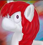 ambiguous_gender fur hair looking_at_viewer red_eyes red_hair smile solo white_body white_fur sjru_(artist) hasbro my_little_pony darky_(darkryx) fan_character equid equine horse mammal pony