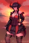 big_breasts breasts cleavage clothed clothing female hand_on_hip horn legwear not_furry solo tattoo thigh_highs gadthegod tekken eliza_(tekken) horned_humanoid humanoid vampire 2:3 absurd_res hi_res