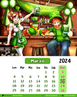alcohol_bottle bar_counter beard beer_mug beverage beverage_bottle blue_eyes bottle bottomwear breasts brown_hair calendar chair cleavage clothed clothed_feral clothed_human clothing clover_(plant) container costume counter cup denim denim_bottomwear denim_clothing drunk facial_hair female female_human feral footwear fur furniture glass glass_container glass_cup green_body green_clothing green_fur green_hat green_headwear green_topwear group hair hat headgear headwear holding_beer holding_beer_mug holding_beverage holding_container holding_cup holding_mug holding_object holidays inside jeans legwear light_body light_skin looking_at_viewer male male_human march_(month) mug open_mouth open_smile pants pattern_clothing pattern_footwear pattern_legwear pattern_socks plant raised_arm shelf smile socks striped_clothing striped_footwear striped_socks stripes substance_intoxication text thigh_highs tongue tongue_out top_hat topwear yellow_body yellow_fur young young_female young_feral young_male inshi_(artist) fluffy_pony st._patrick's_day fluffy_pony_(species) human mammal 2024 4:5 absurd_res alternate_version_at_source digital_media_(artwork) english_text hi_res spanish_text url