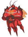 ambiguous_gender antennae_(anatomy) biceps blush bodily_fluids flying_sweatdrops muscular muscular_ambiguous red_body shy simple_background solo spikes sweat sweatdrop white_background wings juggermelon nintendo pokemon buzzwole generation_7_pokemon pokemon_(species) ultra_beast hi_res