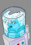 against_surface anthro blue_body blush breast_squish breasts breasts_on_glass container cross-popping_vein face_squish featureless_breasts female grey_background grey_eyes in_container inside liquid nude nude_anthro nude_female on_glass open_mouth pseudo_hair simple_background solo squish stuck text tongue trapped water water_cooler snoutless deltarune undertale_(series) miss_mizzle darkner elemental_creature mizzle_(deltarune) water_creature watercooler_(deltarune) 2025 absurd_res artist_name digital_media_(artwork) hi_res