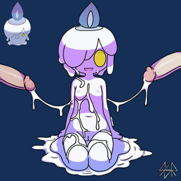 after_orgasm bodily_fluids breasts candle colored_fire cum cum_between_breasts cum_on_belly cum_on_body cum_on_face cum_on_leg cum_on_shoulder cum_string erection female female_focus female_humanoid fingers fire front_view genital_fluids genitals glans goo_hair goo_puddle group hair hair_over_eye humanoid_focus humanoid_genitalia humanoid_penis interspecies kneeling light_penis male male/female male_on_humanoid navel nipples nude nude_female nude_humanoid open_mouth penis pink_glans pokemorph pokephilia pseudo_hair purple_fire simple_background slime small_breasts solo_focus trio vulva white_body white_hair yellow_eyes safersophieroth nintendo pokemon generation_5_pokemon goo_creature goo_humanoid human humanoid litwick mammal pokemon_(species) 1:1 2025 absurd_res alpha_channel digital_media_(artwork) hi_res watermark