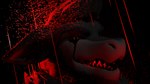 anthro black_tears black_teeth evil_grin foxolad lichfoxy male raining red_eyes smile solo teeth papagen 16:9 hi_res widescreen