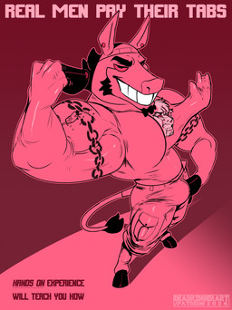 anthro anthro_pred arm_tattoo big_muscles bottomwear bulge caption clothed clothing duo ear_piercing facial_hair feet_first flexing flexing_bicep hat headgear headwear hooves huge_muscles human_prey latex liquid_latex male male/male male_pred male_prey muscular muscular_male pectoral_bulge pectoral_vore piercing poster red_eyes shorts simple_background smile smiling_at_viewer smirk smirking_at_viewer struggling tail tattoo text topless unwilling_prey vore willing_pred deadringer roy_d._donk asinus donkey equid equine human mammal english_text monochrome